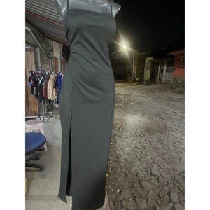 Chic Split Thigh Spaghetti Strap Cami Dress - Slim Fit, Backless, Solid Color